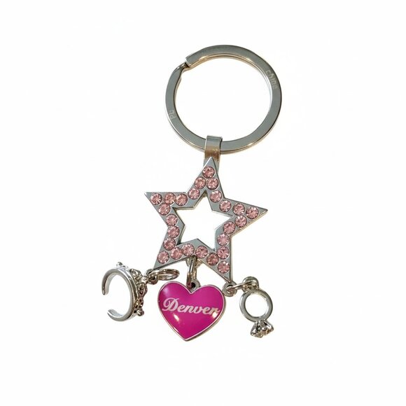 Denver Fashion Star Key Ring with crystal Star and Charms - Picture 2 of 8